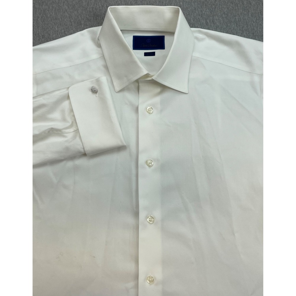 David Donahue Shirt Mens 16 - 32/33 White Trim Fit Button Up French Cuff